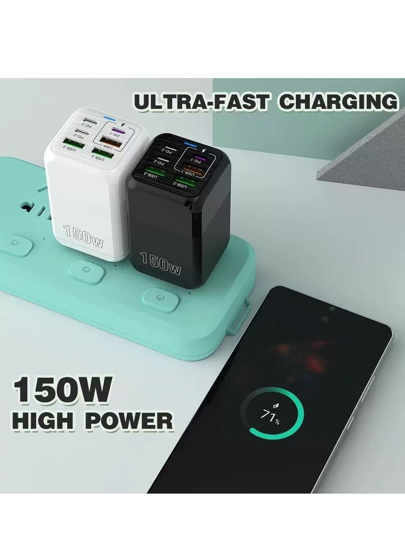 General 150W UK 6 Ports Multifunctional Super Fast Charging Adapter Mobile Phone Charger Travel Power Adapter White  - Image 3