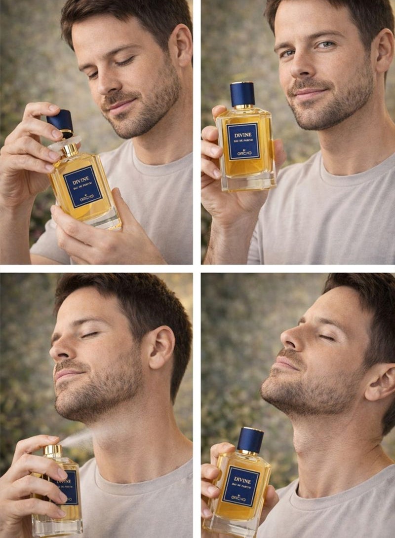 Orchid Divine Pour Homme Eau De Parfum 100ml – Long Lasting Woody Amber Fragrance for Men with Lime, Cardamom, Oud & Amber - Image 3