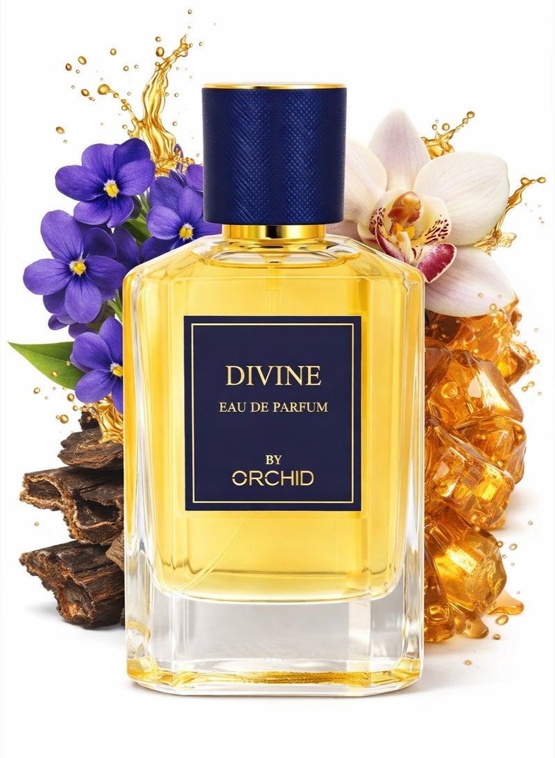 Orchid Divine Pour Homme Eau De Parfum 100ml – Long Lasting Woody Amber Fragrance for Men with Lime, Cardamom, Oud & Amber - Image 1