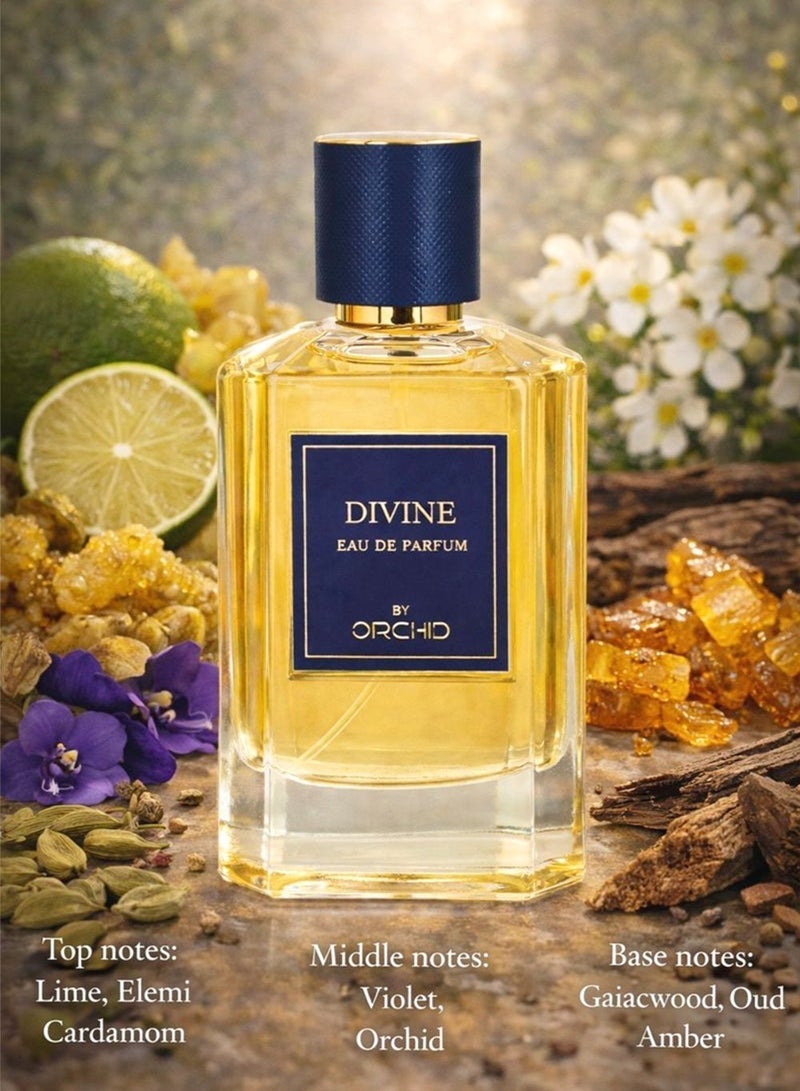 Orchid Divine Pour Homme Eau De Parfum 100ml – Long Lasting Woody Amber Fragrance for Men with Lime, Cardamom, Oud & Amber - Image 2