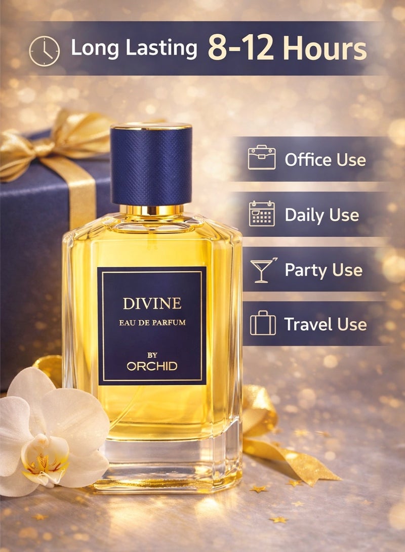 Orchid Divine Pour Homme Eau De Parfum 100ml – Long Lasting Woody Amber Fragrance for Men with Lime, Cardamom, Oud & Amber - Image 5