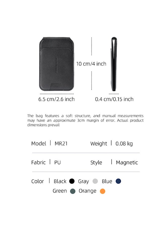 مارك رايدن MR21 حامل البطاقة المغناطيسية الخضراء وحامل الهاتف، حجب RFID، محفظة جلدية PU رفيعة 4 مم، يحمل 2-3 بطاقات، قبضة مغناطيسية قوية، حامل قابل للطي للصورة والمناظر الطبيعية - Image 3
