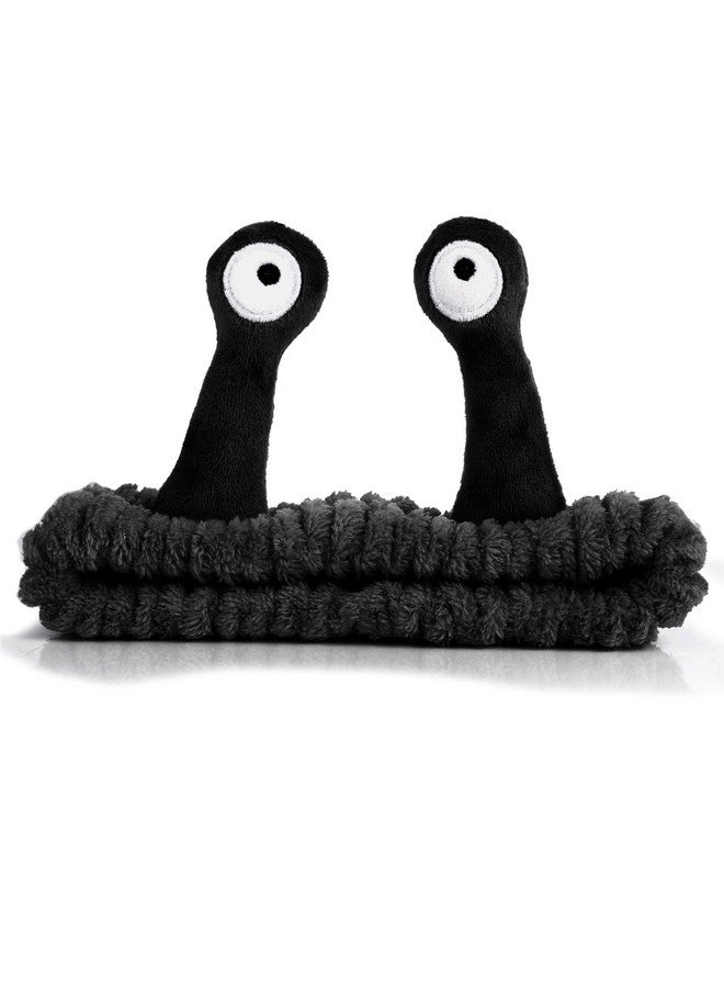 WLLHYF Spa Headband Facial Makeup Head Band Microfiber Soft Coral Fleece Head Wraps Snail Cartoon Cute Hair Accessories Elastic Skincare Hair Band for Women Girls Washing Face Beauty (Black) - Image 1