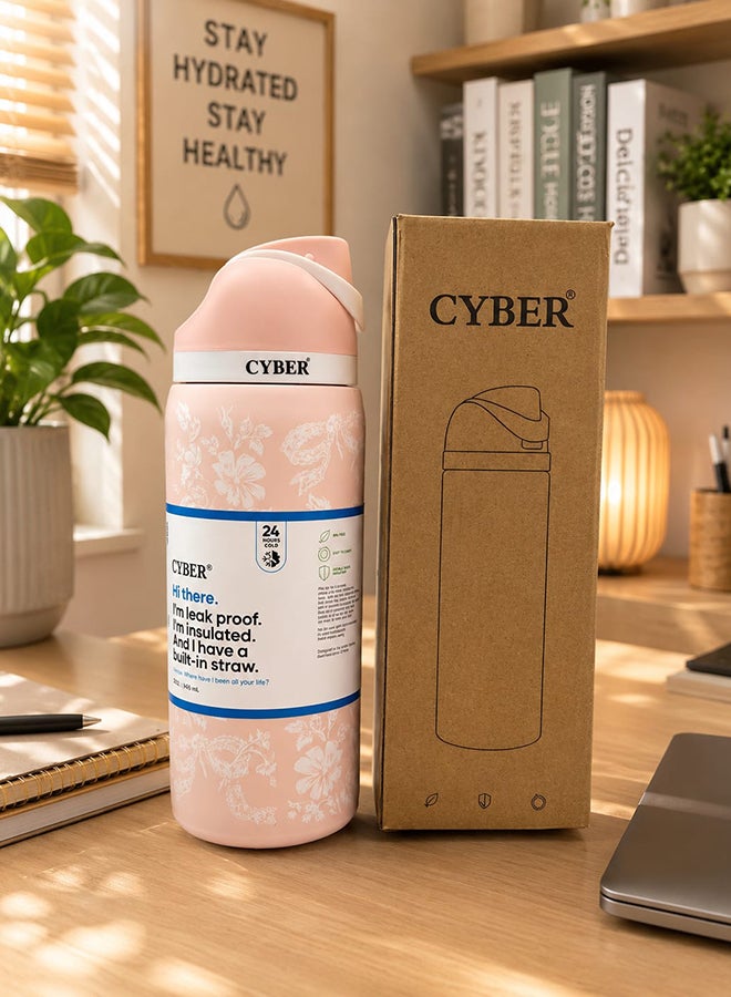 Cyber Owala 32OZ FreeSip 710 Insulated Stainless Steel Water Bottle with Straw â€“ Insulated Water Bottle Keep Cold 24H, Leak-Proof - Image 1