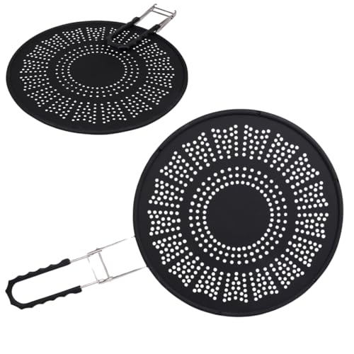 CucinaPro XL 11.5" Silicone Splatter Screen Shield- Multi Use Pan Cover with Foldable Handle & Built in Water Strainer- Protect from Oil, Grease with Shield Guard- Fits Most Kitchen Frying Pans, Heat Resistant - Image 1