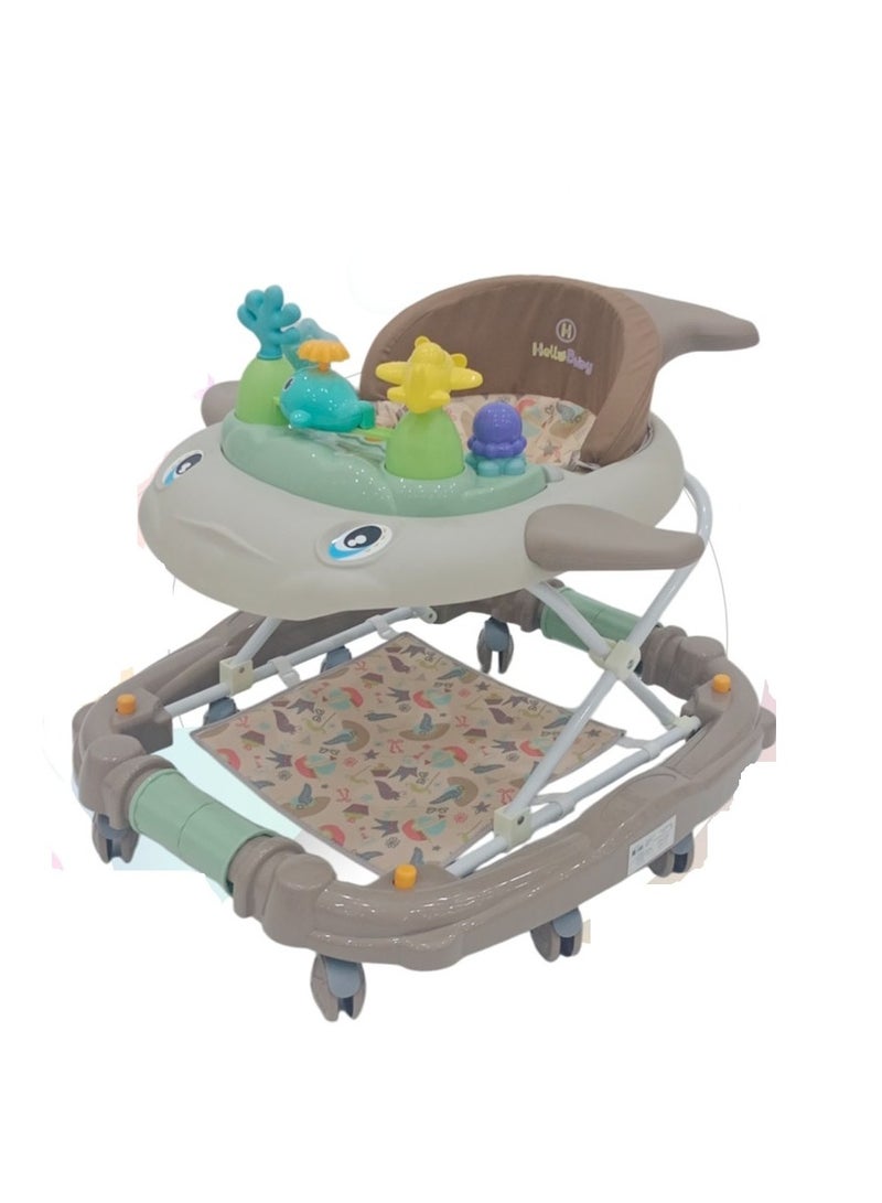 مرحبا حبيبتي مقعد قابل للطي وناعم ومبطن لعربة الأطفال باللون الرمادي