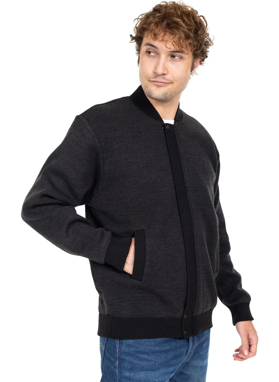 Mutlu City Men's Middle Age and Above Knitwear Lined Acrylic Zippered Winter Dad Cardigan 2062