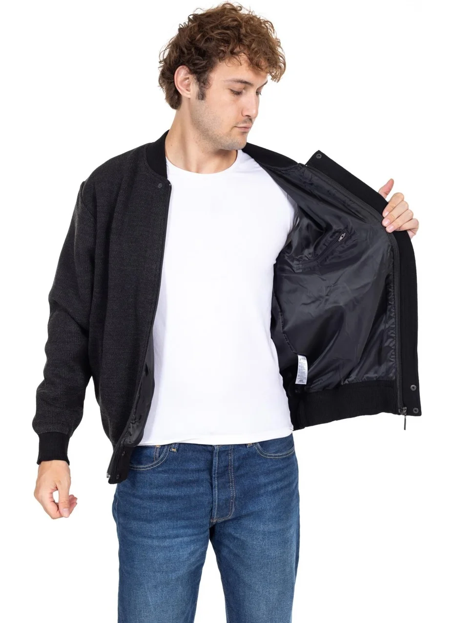 Mutlu City Men's Middle Age and Above Knitwear Lined Acrylic Zippered Winter Dad Cardigan 2062