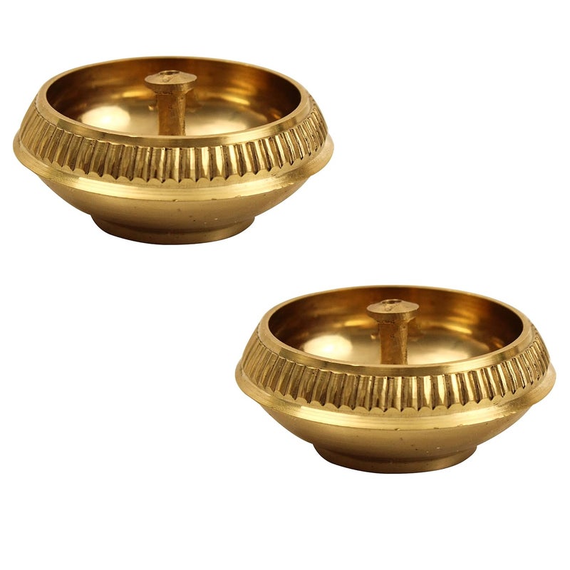 Spillbox Spillbox Traditional Brass Diya for Puja Pooja Aarti Arti Deepak Deepam Oil Lamp for Home Temple Puja Articles Decor Gifts Kuber Nanda 2 