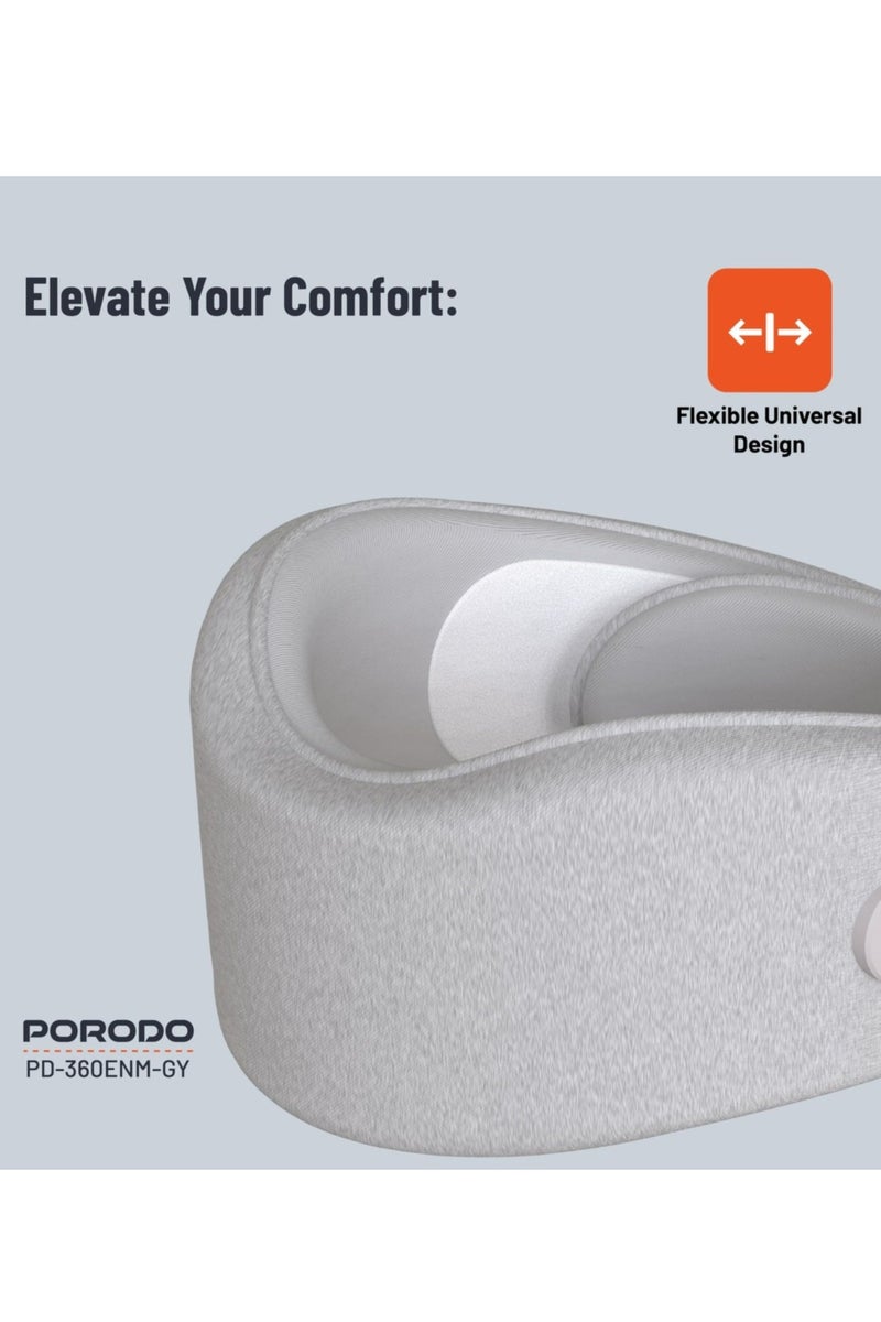 porodo 360° Ergonomic Neck Massager with 2 Hours Working Time, 850mAh Battery, Ergonomic Neck Support, Vibration & Heat Dual Therapy, 15 minutes Session Time - Gray - Image 4