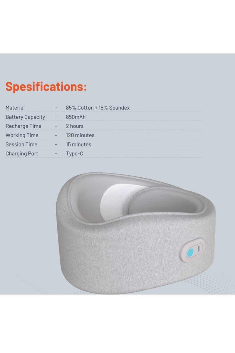 porodo 360° Ergonomic Neck Massager with 2 Hours Working Time, 850mAh Battery, Ergonomic Neck Support, Vibration & Heat Dual Therapy, 15 minutes Session Time - Gray - Image 3