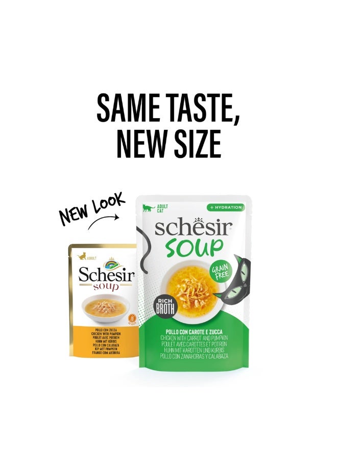 Schesir طعام رطب للقطط من شيسير في كيس حساء - دجاج مع قرع 40 جرام