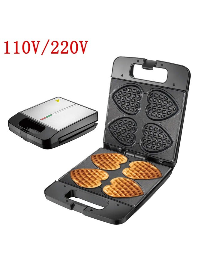 Hearts Waffle Maker Sandwich Maker Toast 4 Slices Waffle Breakfast Maker Cake Maker - Image 1