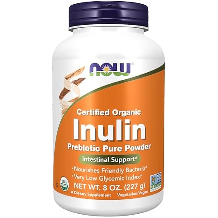 now Supplements, Inulin Prebiotic Pure Powder, Certified Organic, Non-GMO Project Verified, Intestinal Support*, 8-Ounce - Image 1