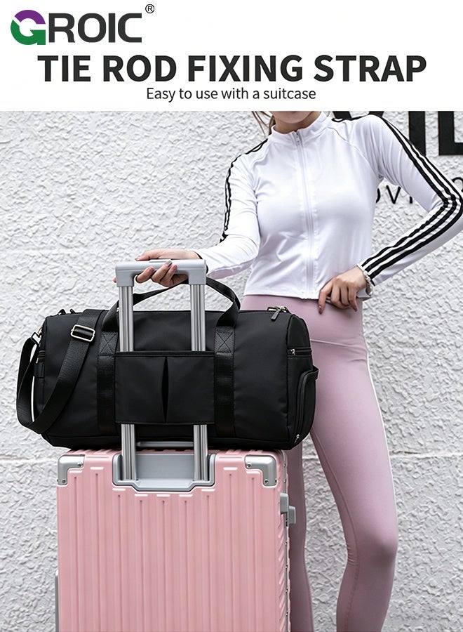 GROIC Gym Bag for Women, Travel Duffel Bag with Shoe Compartment & Wet Pocket,Gym Tote Duffle Bag,Workout Bags,Ladies Beach Overnight Bag Waterproof Luggage Bag(Black) - Image 5