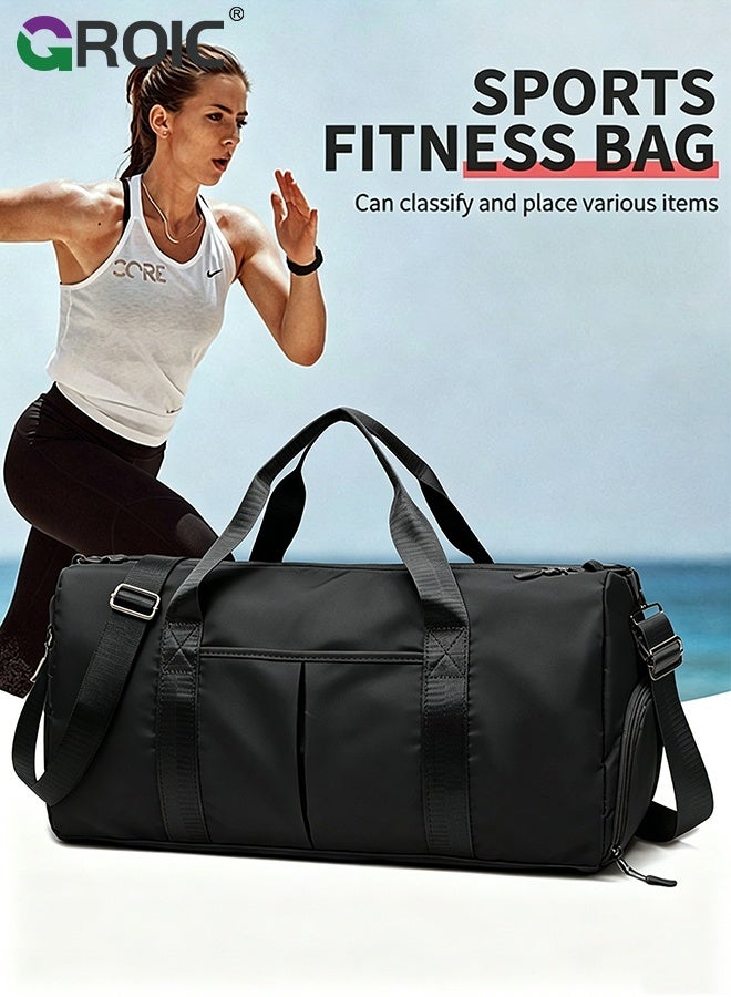 GROIC Gym Bag for Women, Travel Duffel Bag with Shoe Compartment & Wet Pocket,Gym Tote Duffle Bag,Workout Bags,Ladies Beach Overnight Bag Waterproof Luggage Bag(Black) - Image 2