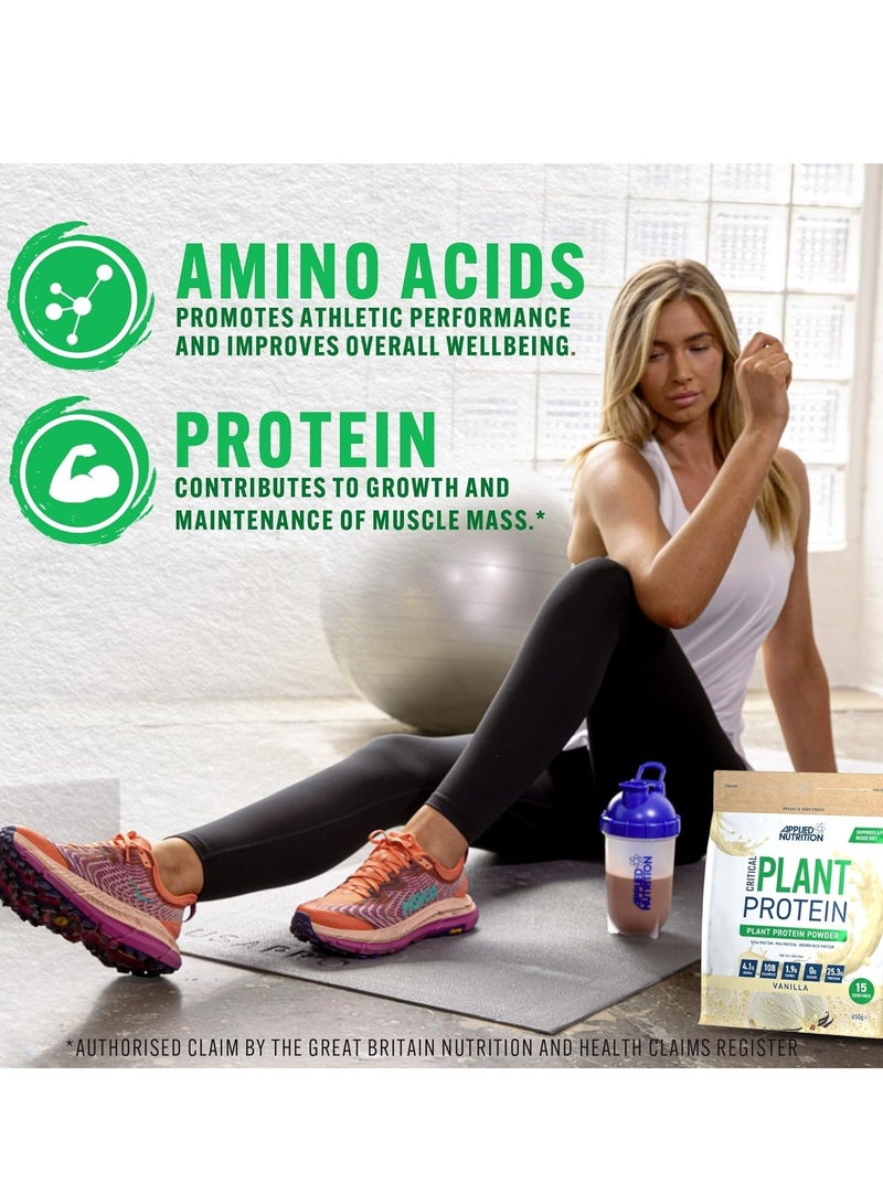 Applied Nutrition Critical Plant Protein – Vanilla (450g) Premium Vegan Protein Blend | 25.3g Protein per Serving | Low Fat & Sugar | Halal Certified | Ideal for Muscle Recovery & Weight Management - Image 3
