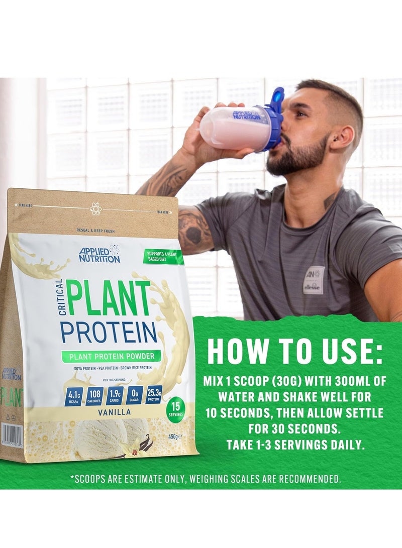 Applied Nutrition Critical Plant Protein – Vanilla (450g) Premium Vegan Protein Blend | 25.3g Protein per Serving | Low Fat & Sugar | Halal Certified | Ideal for Muscle Recovery & Weight Management - Image 4