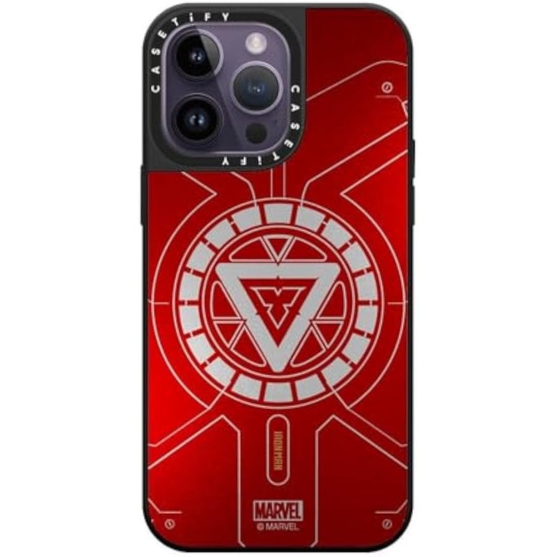 كاستيفي كاسيتي جراب ميرور لموبايل ايفون 14 برو ماكس 【ايرون مان كو-لاب/عاكس/ حماية من السقوط بطول 5 قدم/ متوافق مع ماج سيف】 - مفاعل قوس - فضي على اسود - Image 1