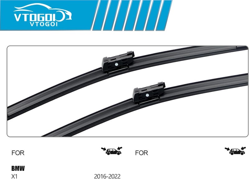 VTOGOI Wiper Blades With Rear Wiper Blades Set For 2016-2022 BMW X1 Automotive Replacement Windshield Wiper Blades, That Meet OEM Quality Easy DIY Install 26 "+16"+14" (Set of 3) - Image 3
