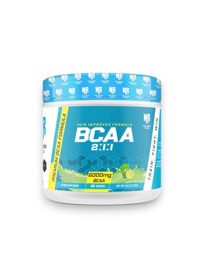 Muscle Rulz Premium BCAA Formula,  6000mg,  Lemon Flavour, 270gm 