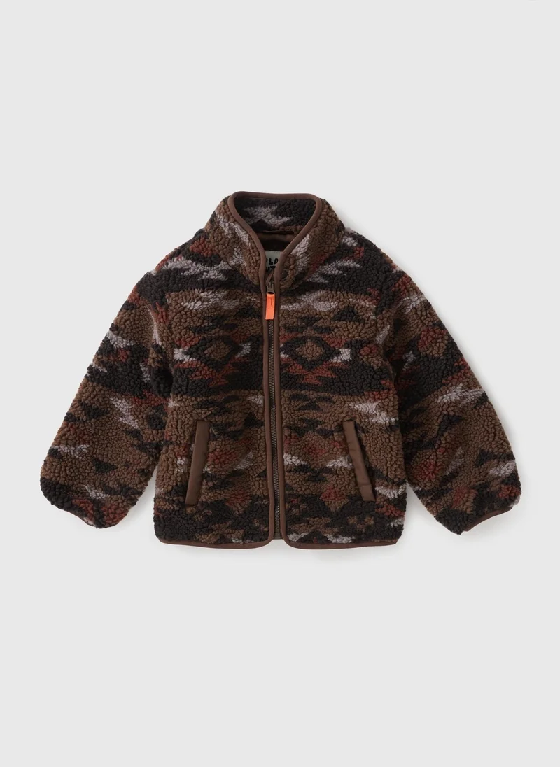 Matalan Boys Brown Aztec Borg Fleece