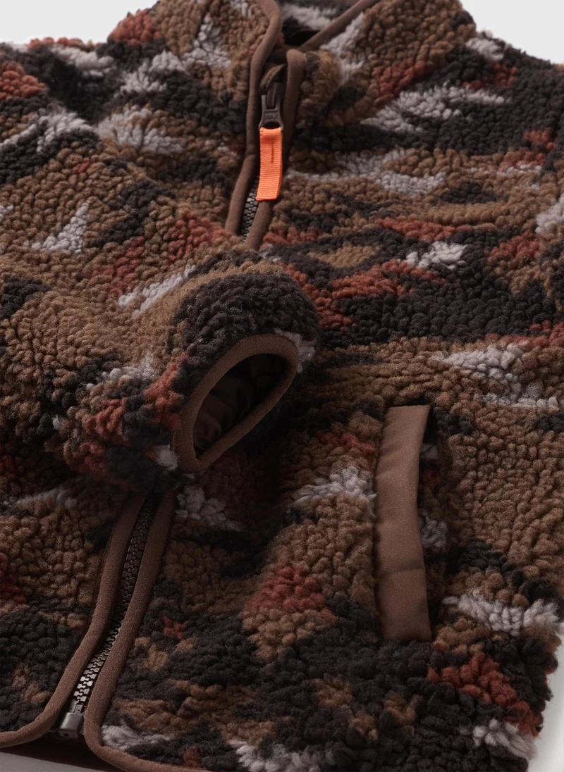 Matalan Boys Brown Aztec Borg Fleece