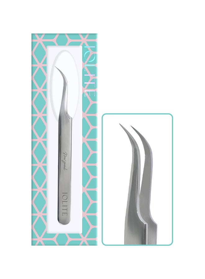 IOLITE Eyelashes Grafting Tweezers Anti Static Stainless Steel Nippers Strong Curved Purple - Image 2