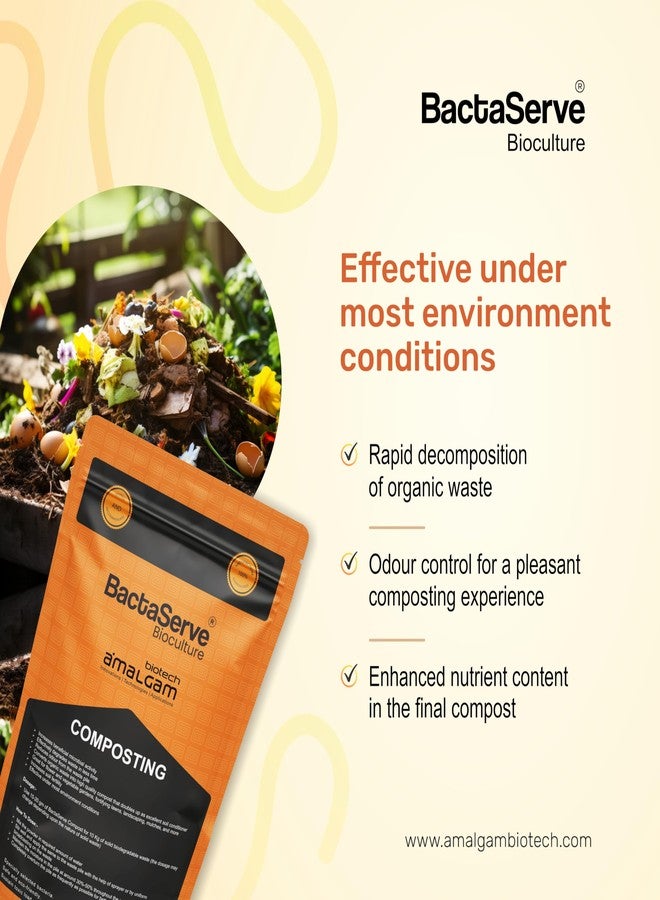 BactaServe - 1kg Composting The Compost Maker Powder : Effortlessly Convert 1 Ton Waste into Rich Compost | Rapid composting | for Kitchen Food Waste, Organic Waste & Municipal Waste - Image 3