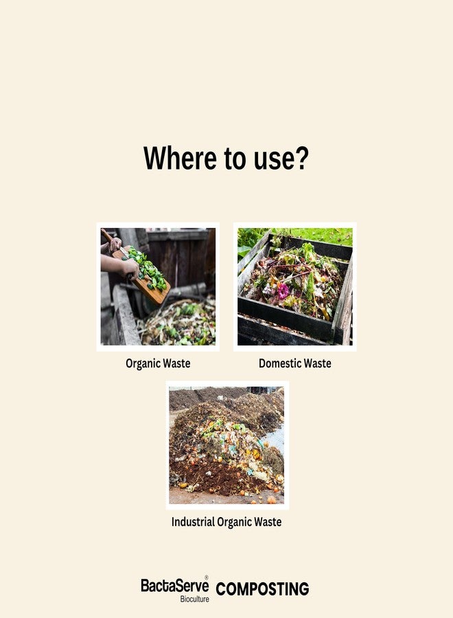 BactaServe - 1kg Composting The Compost Maker Powder : Effortlessly Convert 1 Ton Waste into Rich Compost | Rapid composting | for Kitchen Food Waste, Organic Waste & Municipal Waste - Image 5