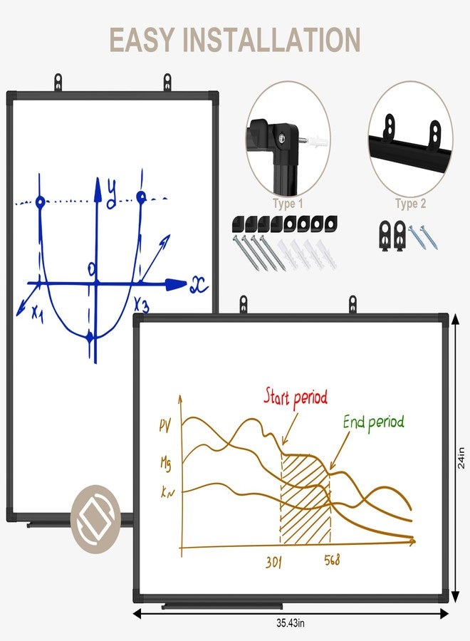 XBoard Magnetic Dry Erase Board/Whiteboard 36 X 24 Inches, White Board with Black Aluminum Frame for Home, Office, School - Image 3