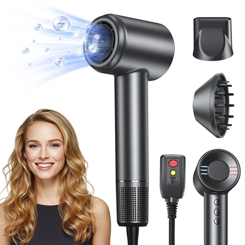 بوبكال مجفف شعر Hair Dryer, Negative Ionic Blow 120000 RPM Brushless Motor 40M/S Fast Drying High-Speed Low Noise Thermo-Control Hairdryer - Image 2