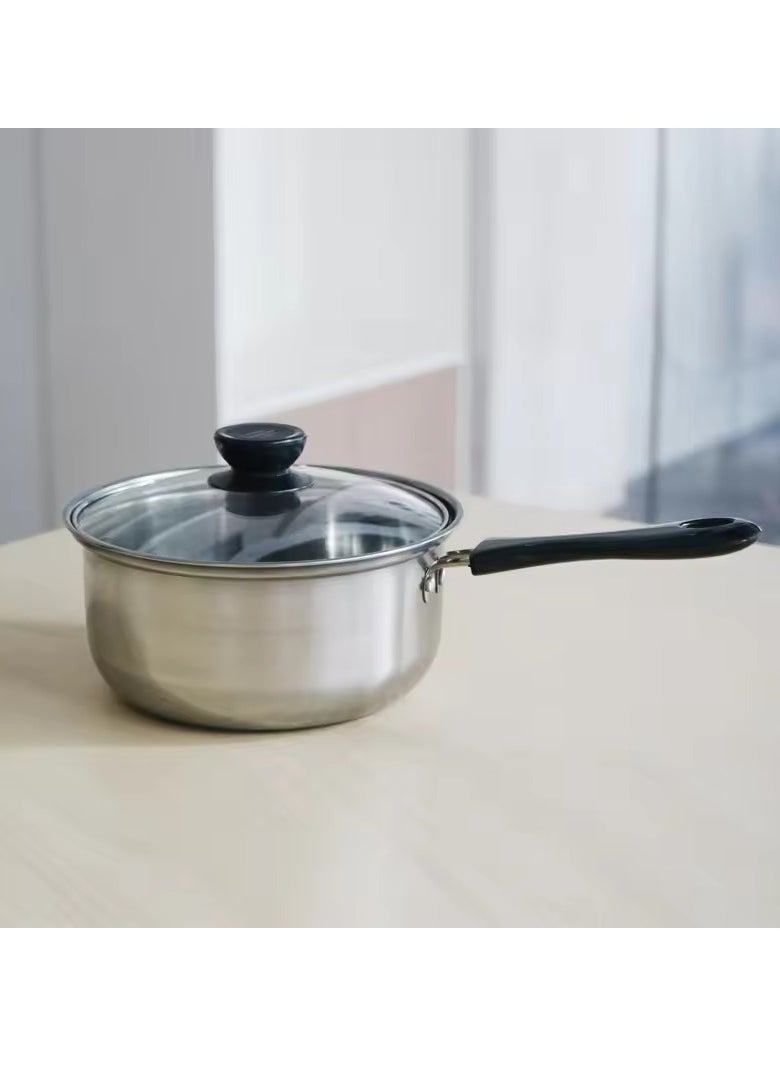 CME 3-Piece Stainless Steel Saucepan Set with Glass Lids  - Image 3