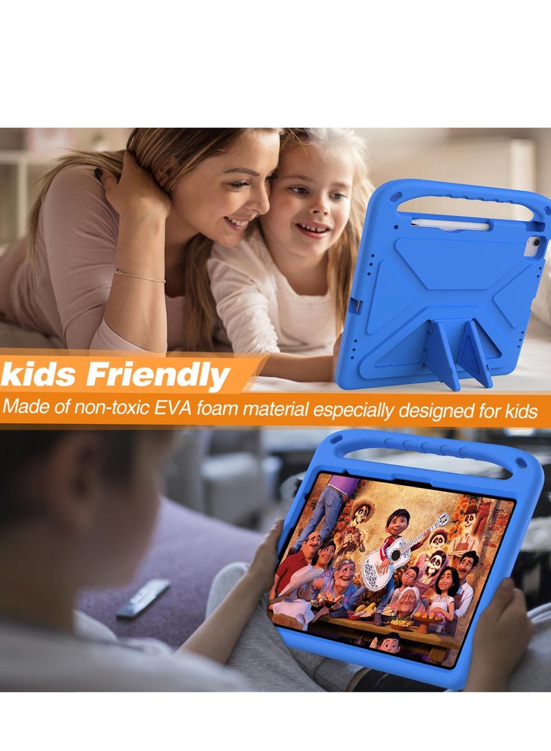 Compatible with IPad Air 13 Inch M2(2024)/Pro 13 Inch (2024) M4 Kids Case Lightweight EVA Kid Friendly Shockproof Protective Case Handle Stand Heavy Duty Tablet Cover (Blue) - Image 4