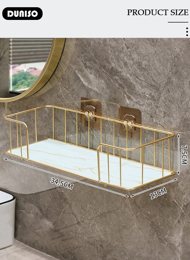 DUNISO Shower Caddy Shelves Organizer, Self Adhesive Rack Storage Shelf for Inside Shower No Drilling, Wall Mounted Stainless Steel Bathroom Shower Wall Organization for Bathroom - Image 2