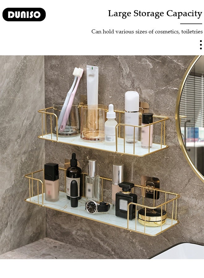 DUNISO Shower Caddy Shelves Organizer, Self Adhesive Rack Storage Shelf for Inside Shower No Drilling, Wall Mounted Stainless Steel Bathroom Shower Wall Organization for Bathroom - Image 5