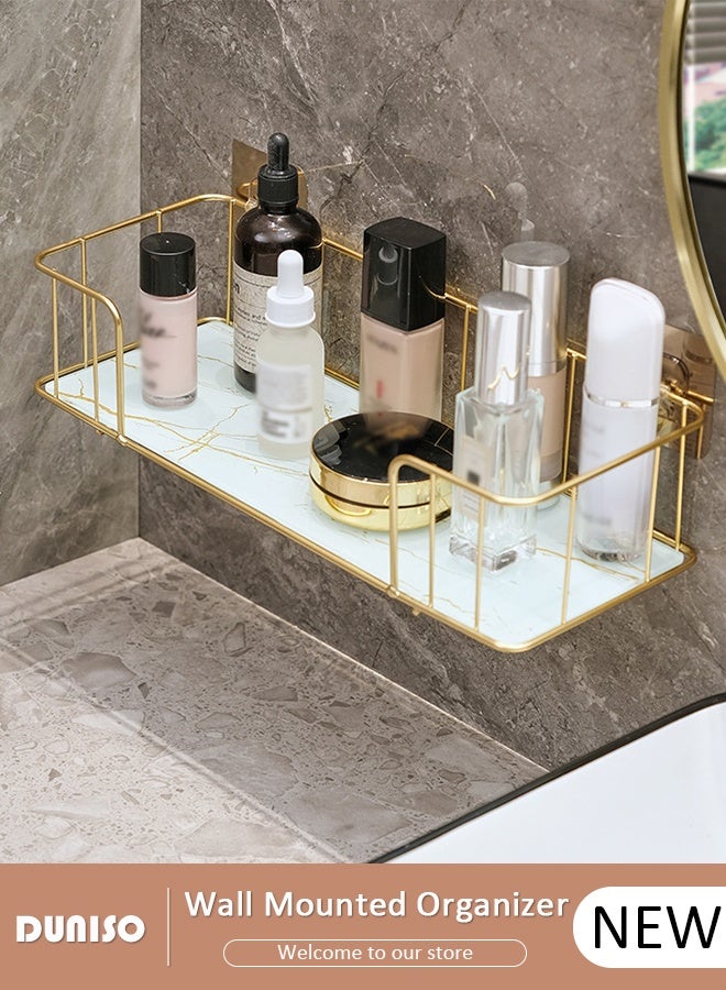 DUNISO Shower Caddy Shelves Organizer, Self Adhesive Rack Storage Shelf for Inside Shower No Drilling, Wall Mounted Stainless Steel Bathroom Shower Wall Organization for Bathroom - Image 1