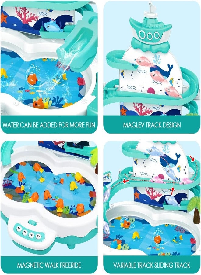 Maycoly 3in1 Fishing Game Toys for Kids with 34PCS Accessories Including Fishing Rod, Small Fish, Track, etc., STEM Toys with Music and Stories for Preschool Learning (Green) - Image 3