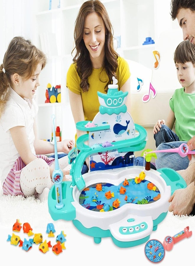 Maycoly 3in1 Fishing Game Toys for Kids with 34PCS Accessories Including Fishing Rod, Small Fish, Track, etc., STEM Toys with Music and Stories for Preschool Learning (Green) - Image 4