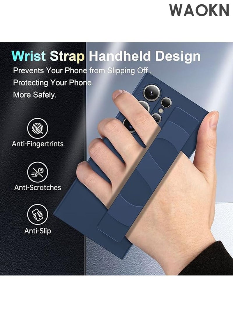 دبليو أيه أو كي أن جراب لهاتف Samsung Galaxy S25 Ultra مع حماية كاملة للعدسات مع واقي كاميرا مرتفع، غطاء هاتف لحماية كاملة للعدسات مع حزام معصم جراب نحيف مقاوم للصدمات، حزام معصم مدمج مصنوع من مادة السيليكون السائل المقاوم للصدمات تغطية كاملة للجسم لحماية الحواف والشاشة من الخدوش، التركيب/الإزالة، مثالي للاستخدام اليومي - Image 4