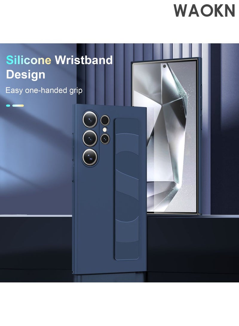 دبليو أيه أو كي أن جراب لهاتف Samsung Galaxy S25 Ultra مع حماية كاملة للعدسات مع واقي كاميرا مرتفع، غطاء هاتف لحماية كاملة للعدسات مع حزام معصم جراب نحيف مقاوم للصدمات، حزام معصم مدمج مصنوع من مادة السيليكون السائل المقاوم للصدمات تغطية كاملة للجسم لحماية الحواف والشاشة من الخدوش، التركيب/الإزالة، مثالي للاستخدام اليومي - Image 3
