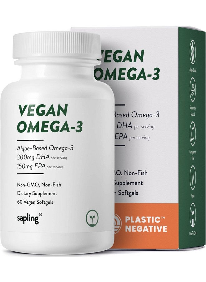 sapling Vegan Omega 3 Supplement Plant Based Dha & Epa Fatty Acids Carrageenan Free Alternative To Fish Oil Supports Heart Brain Joint Health Sustainably Sourced Algae Fish Oil Free 60 Softgels  - Image 1