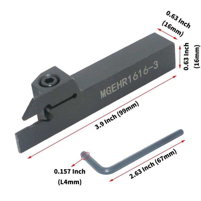 LingGan CNC Lathe Grooving Tool Holder MGEHR1616-3(0.63 Inch), with Three MGMN300 Cemented Carbide Blades. Yellow Processed Steel, Fuchsia Processed Stainless Steel, Silver Processed Aluminum Alloy. (3mm) - Image 4