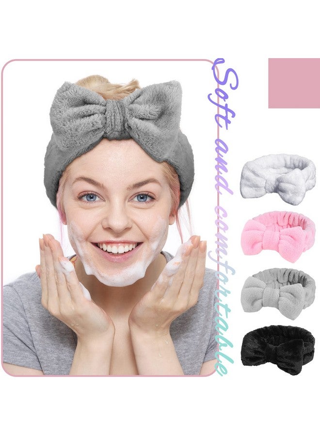 JenPen 24 Pcs Spa Facial Headband In Bulk Soft Bow Makeup Elastic Towel Skincare Headbands Microfiber Coral Fleece Hair Band For Washing Face Women Girls Mask Yoga Sports Shower 4 Colors - Image 4