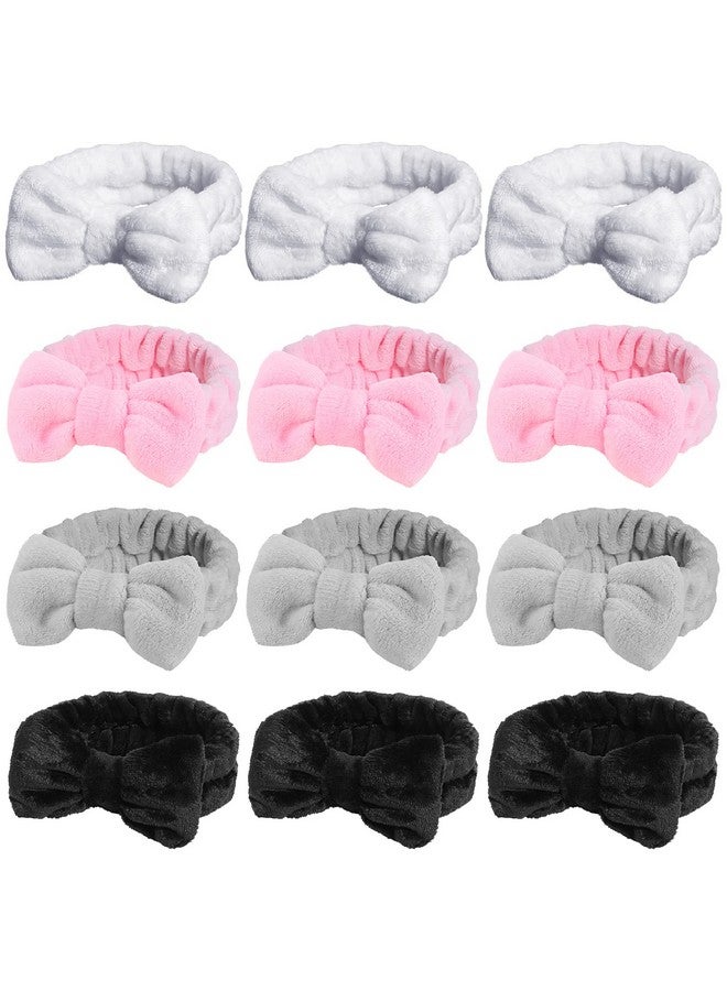 JenPen 24 Pcs Spa Facial Headband In Bulk Soft Bow Makeup Elastic Towel Skincare Headbands Microfiber Coral Fleece Hair Band For Washing Face Women Girls Mask Yoga Sports Shower 4 Colors - Image 2
