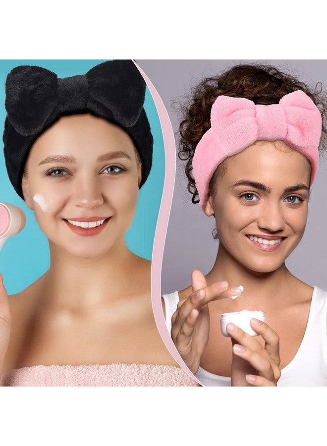JenPen 24 Pcs Spa Facial Headband In Bulk Soft Bow Makeup Elastic Towel Skincare Headbands Microfiber Coral Fleece Hair Band For Washing Face Women Girls Mask Yoga Sports Shower 4 Colors - Image 5
