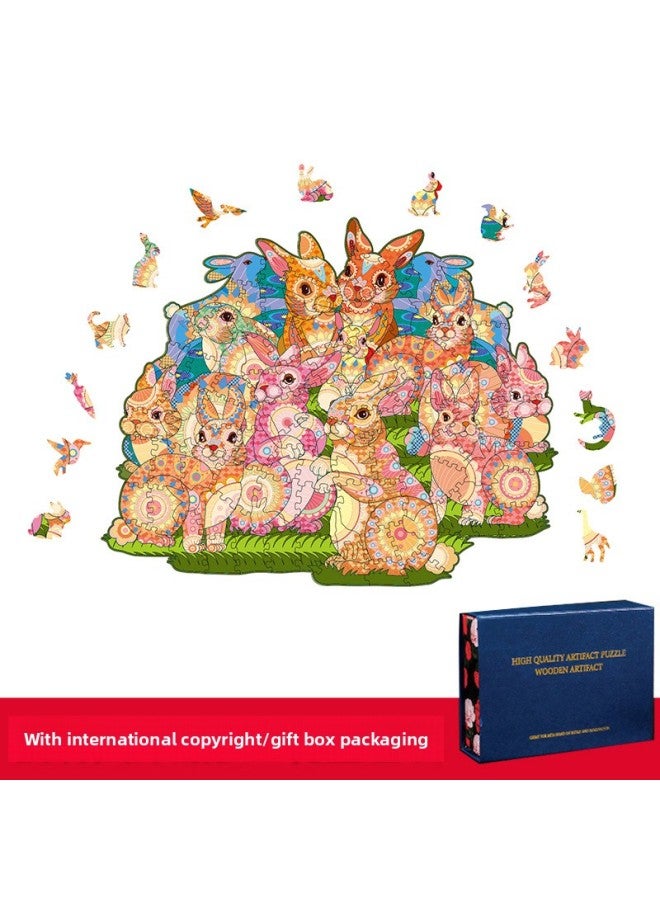 Cat Dog Kitten Puzzle Alien Wood Puzzle Irregular Three-dimensional Animal Puzzle Wooden Toy-Color:Lots Of Kittens (medium) - Image 2