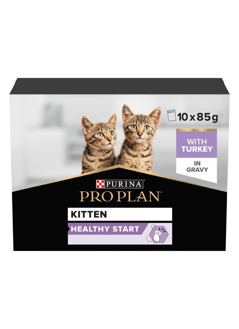 Purina Pro Plan Kitten Wet Cat Food Turkey In Gravy Multipack 10 x 85g - Image 1