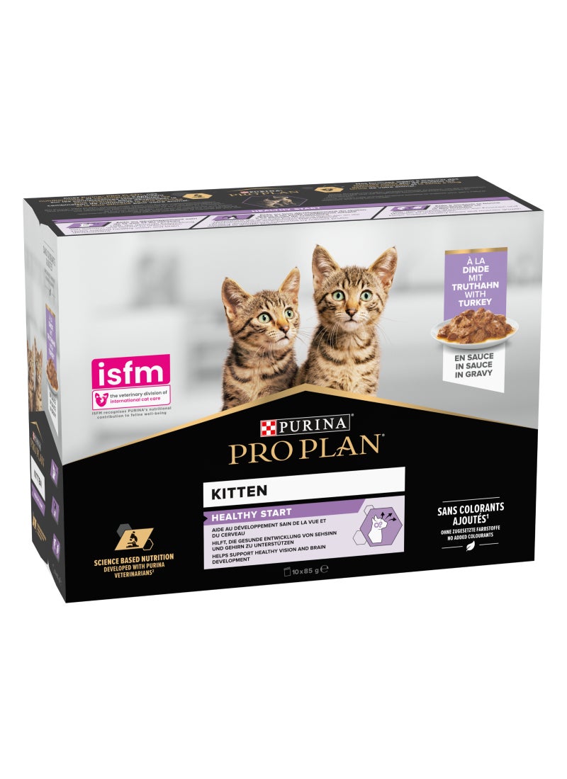 Purina Pro Plan Kitten Wet Cat Food Turkey In Gravy Multipack 10 x 85g - Image 3