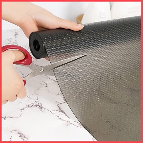 Wolpin Anti-Slip Kitchen Cabinet Drawer Shelf Mat Liner Sheets (45 cm x 300 CM Roll) | Waterproof Strong Table Mat | EVA for Bathroom, Fridge Mat Textured Multipurpose (Transparent, Black) - Image 1